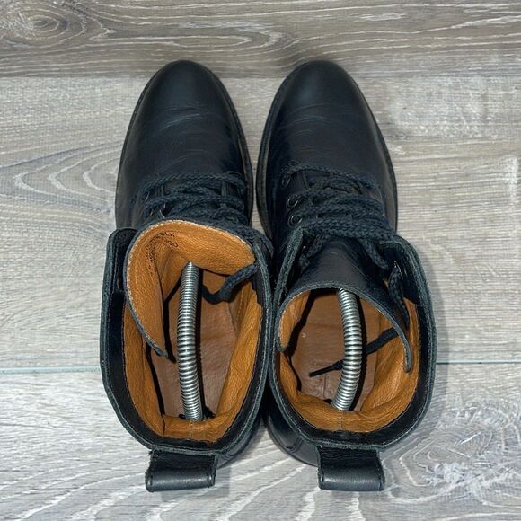 Frye Julie Women’s Sz 9B Black Leather Hi Top Lace Up Lug Almond Toe Combat Boot - Picture 5 of 12
